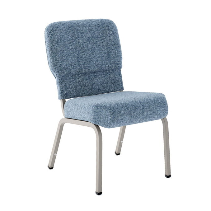 Vista frontal em ângulo de 45 graus das Impressões em azul.