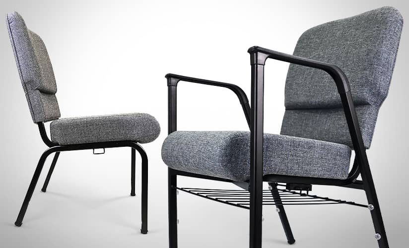 Impressions Chair by Bertolini shown in gray upholstery and with arms