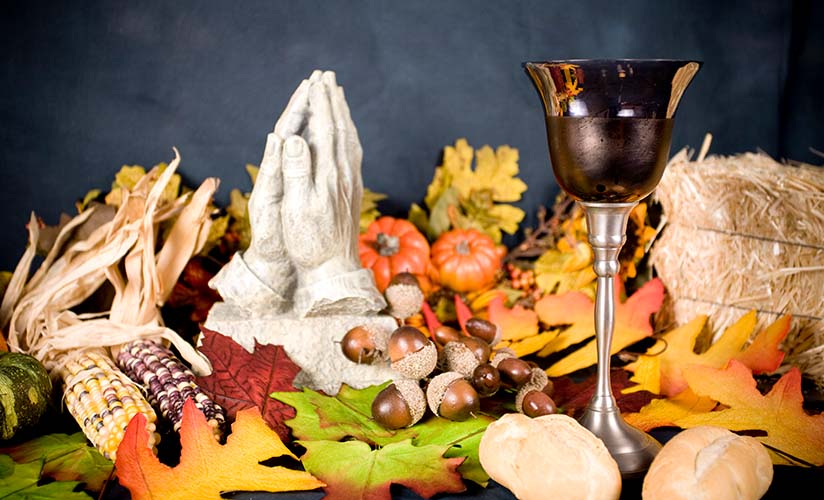 communion sustenance surrounded by fall decor