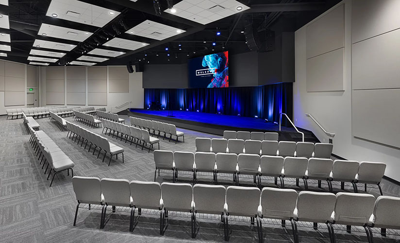 Bertolini chairs adding to the modern, clean look of the church hall