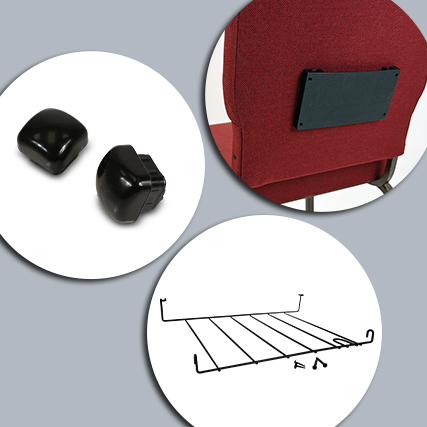 Photo mosaic of various church chair accessories