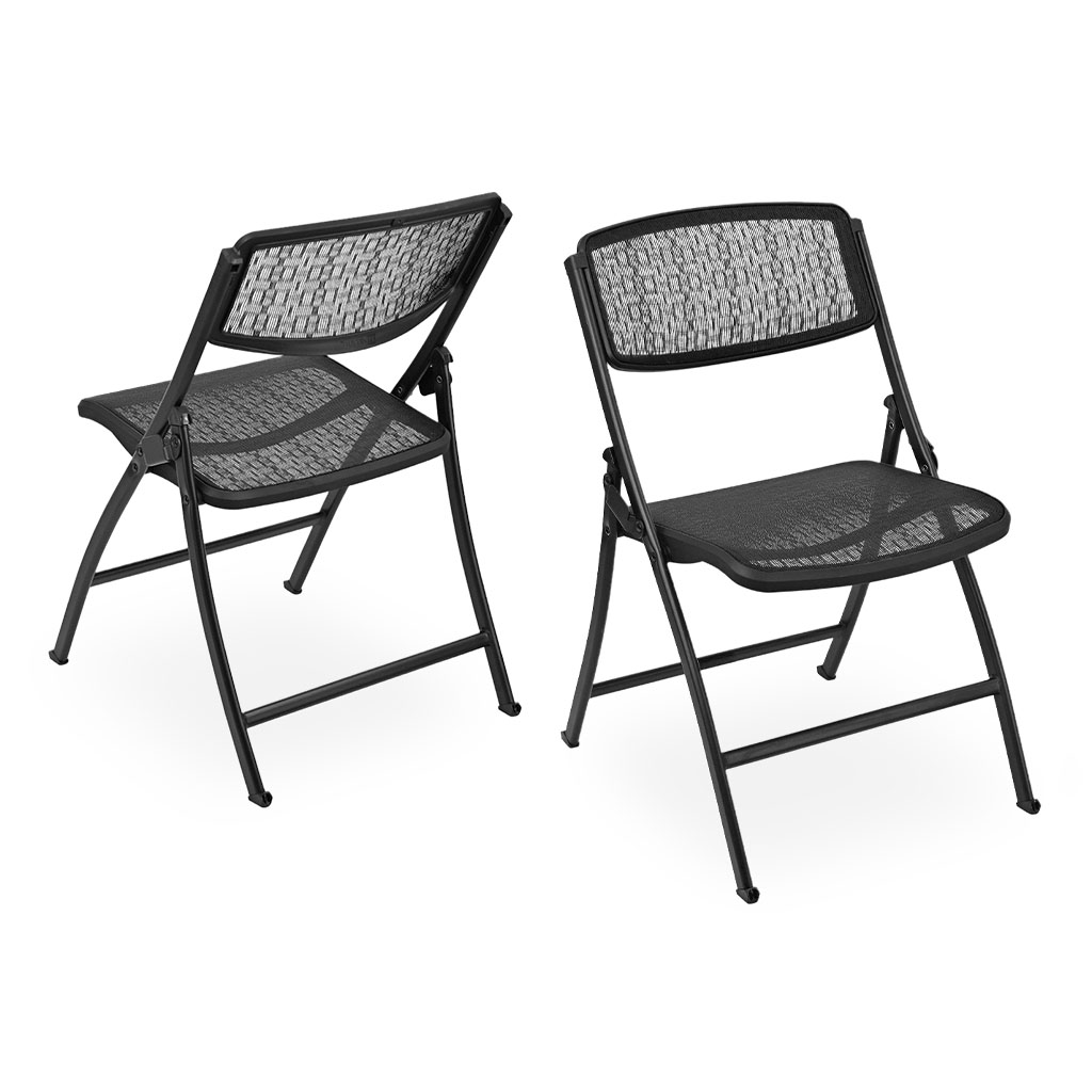 MeshOne folding chairs, front and back angle