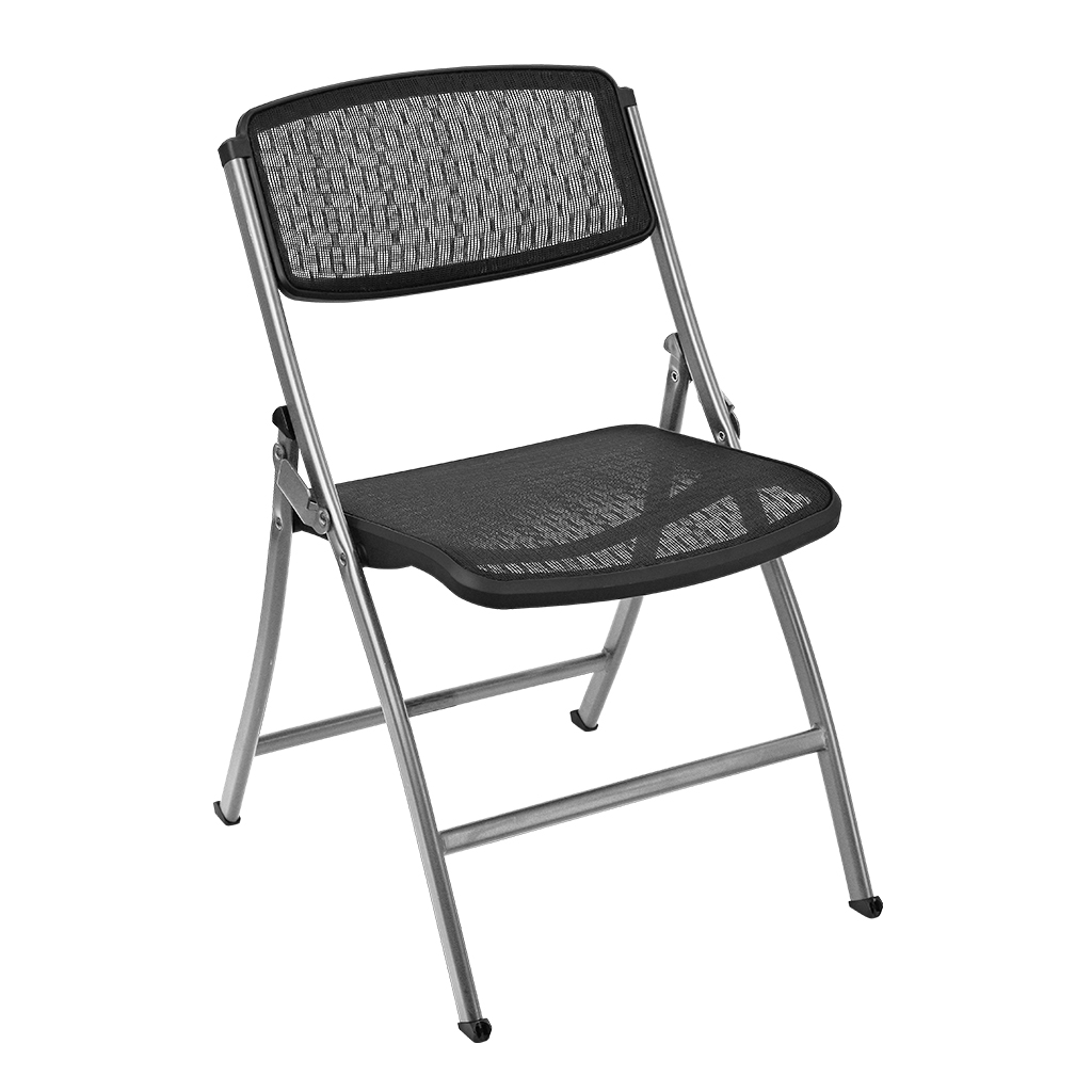 MeshOne folding chair front 45 with silver frame